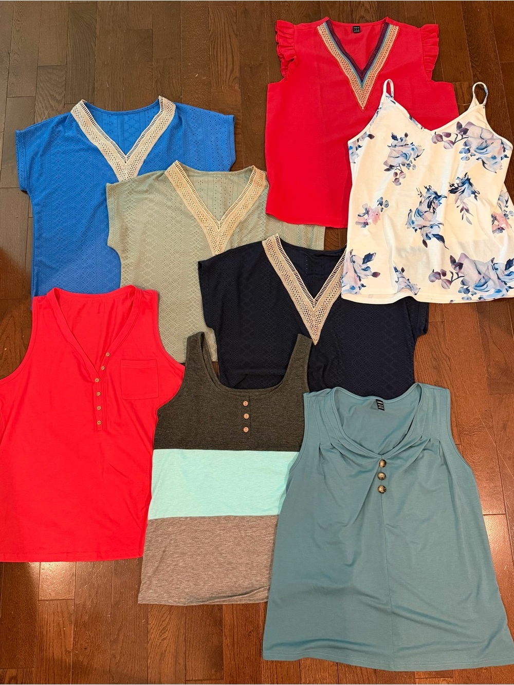Lot of 8 SHEIN Mixed Women’s Summer Tops Size Large Sleeveless Blouses & Shirts